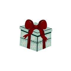 Vector hand drawn illustration of a gift box with a red ribbon.