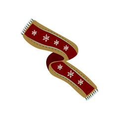 Vector illustration of a winter scarf with snowflakes. Isolated hand drawn winter clothing design for logo, icon, postcard, card, banner.