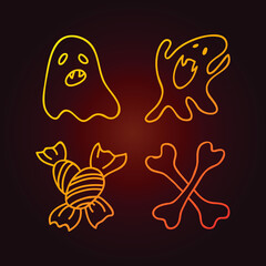 Sketch icon with halloween line vector icons on white background. Business icon. Autumn pumpkin. Outline cartoon. Happy halloween. Vector logo.