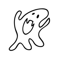 ghost icon with halloween line vector icons on white background. Business icon. Autumn pumpkin. Outline cartoon. Happy halloween. Vector logo.