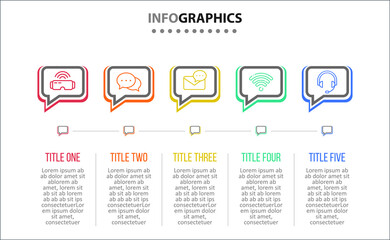 Vector Infographic design with icons. 5 options or 5 steps. process diagram, flow chart, info graph, Infographics for business concept, presentations banner, workflow layout.