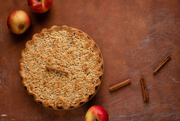 Apple pie made from shortcrust pastry.