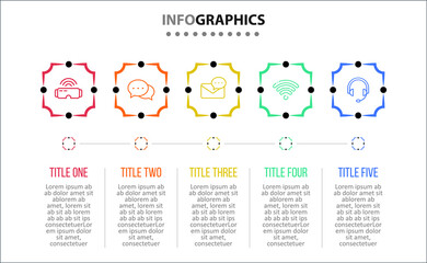 Vector Infographic design with icons. 5 options or 5 steps. process diagram, flow chart, info graph, Infographics for business concept, presentations banner, workflow layout.