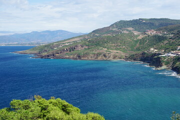 Fototapeta na wymiar View of the coast and the sea from Castelsardo hamlet in Sardinia