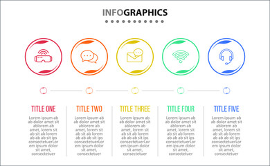 Vector Infographic design with icons. 5 options or 5 steps. process diagram, flow chart, info graph, Infographics for business concept, presentations banner, workflow layout.