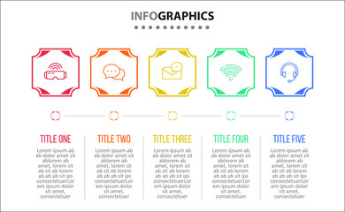 Vector Infographic design with icons. 5 options or 5 steps. process diagram, flow chart, info graph, Infographics for business concept, presentations banner, workflow layout.