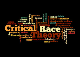 Word Cloud with Critical Race Theory concept, isolated on a black background
 - obrazy, fototapety, plakaty
