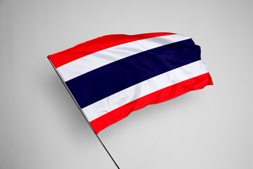 Thailand flag isolated on white background. close up waving flag of Thailand. flag symbols of Thailand. Concept of Thailand.