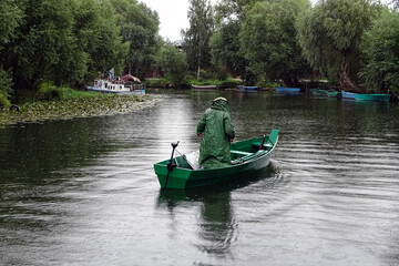 Fisherman returns home at Pereslavl-Zalessky, Russia