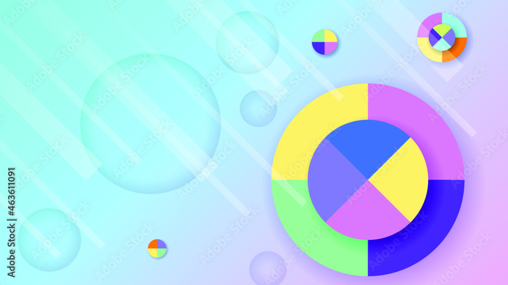 Poster abstract colorful gradient background with color geometric figures. different shapes and white line 