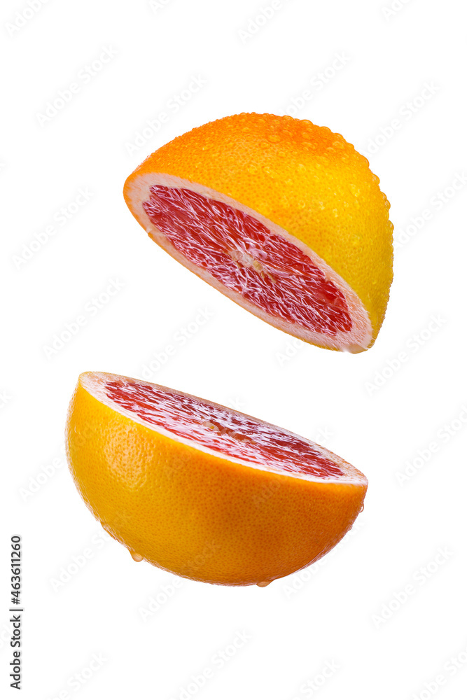 Wall mural grapefruit sliced on white  background