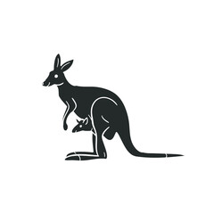 Kangaroo Icon Silhouette Illustration. Australian Animals Vector Graphic Pictogram Symbol Clip Art. Doodle Sketch Black Sign.
