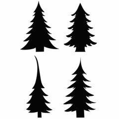 Obraz premium set of silhouettes of a Christmas tree, vector