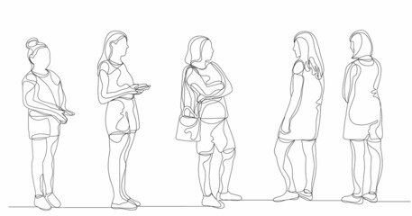 people talking drawing by one continuous line, vector