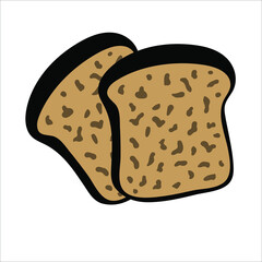 Two pieces of toast bread. Simple vector illustration in doodle style.