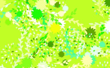 Fototapeta na wymiar Light Green, Yellow vector doodle background with flowers