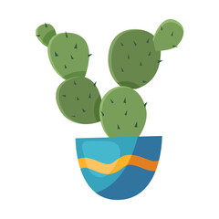 Cute cactus in a pot. Home plant.Room green cactus.Vector cartoon isolated on white background,flat style
