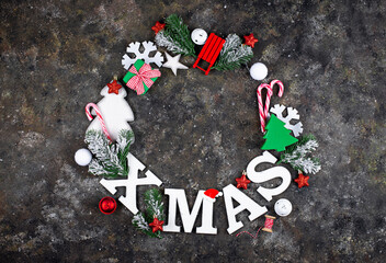 Christmas decoration with letters X-MAS