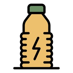 Plastic energetic bottle icon. Outline plastic energetic bottle vector icon color flat isolated