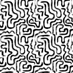 Fototapete Malen und Zeichnen von Linien Vektornahtloses Muster aus handgezeichneten Doodle-Linien. Geometrischer Hintergrund mit gewellten Streifen. Einfarbiges Wellenmuster. Chaotische Tintenpinsel kritzelt Textur. Organische Formen. Aufbau natürlicher Zellen.