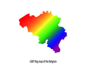 Belgium map with rainbow colors. Concept of equal rights for homosexuals. editable vector
