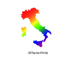 Italy map with rainbow colors. Concept of equal rights for homosexuals. editable vector
