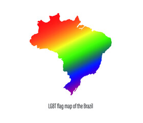 Brazil map with rainbow colors. The concept of equal rights for homosexuals. editable vector.
