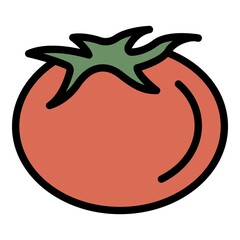 Garden tomato icon. Outline garden tomato vector icon color flat isolated