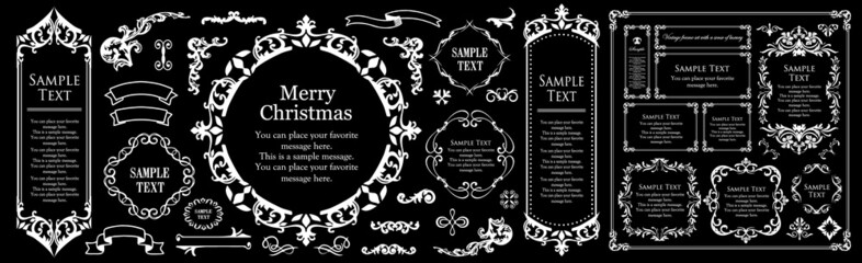 クリスマスをイメージしたフレームデザインのセット。アンティーク。ビンテージ。エレガント