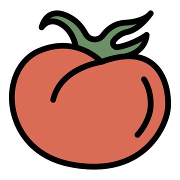 recommend clip art: Food tomato icon. Outline food tomato vector icon color flat isolated