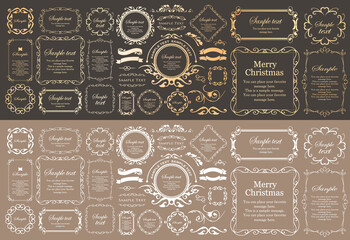 クリスマスをイメージしたフレームデザインのセット。アンティーク。ビンテージ。エレガント