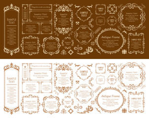 クリスマスをイメージしたフレームデザインのセット。アンティーク。ビンテージ。エレガント