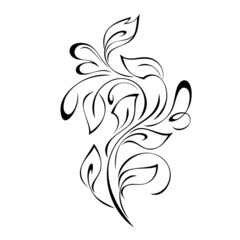ornament 2018. stylized twig with leaves and vignettes in black lines on a white background