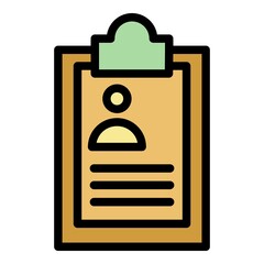 Clipboard id card icon. Outline clipboard id card vector icon color flat isolated