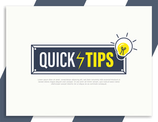 Fototapeta na wymiar Flat quick tips label banner innovation with bulb design template