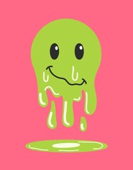 Retro emoticon with a smiling face. Comic character. Cartoon style. Flat design.