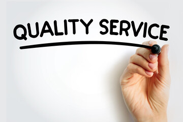 QUALITY SERVICE underlined text with marker, concept background