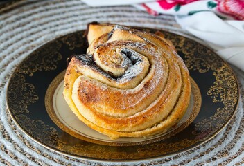 Ungarische Kakaoschnecke mit Puderzucker