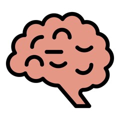 Sadness brain icon. Outline sadness brain vector icon color flat isolated