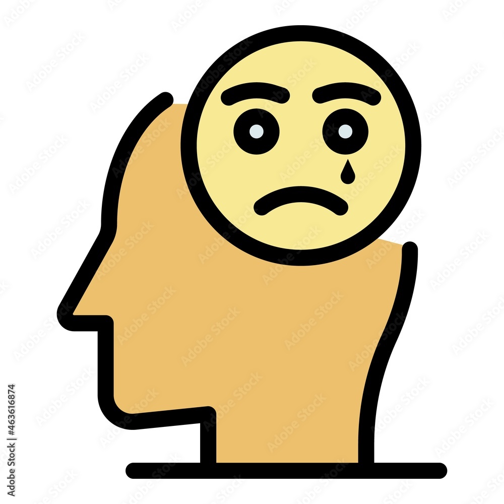 Canvas Prints sad emoji depression icon. outline sad emoji depression vector icon color flat isolated - Canvas Prints