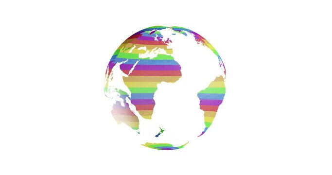 3d Globe with Gay Pride color. loop isolated animation