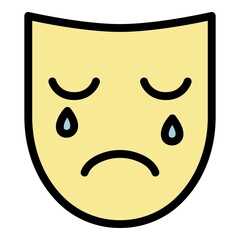 Sad depression mask icon. Outline sad depression mask vector icon color flat isolated
