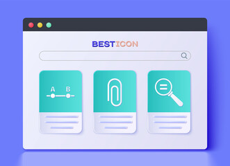 Set Paper clip, Graph, schedule, chart, diagram and Calculation icon. Vector