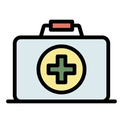 First aid kit icon. Outline first aid kit vector icon color flat isolated