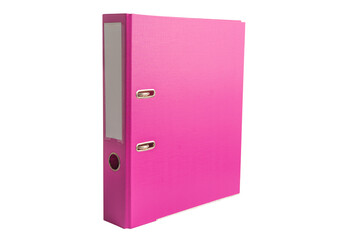 Binder data finance report pink color business isolated on white background with clipping path.