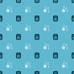 Set Cassette tape player and Yoyo toy on seamless pattern. Vector