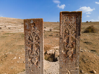 Khachkar cross stones at Aprank Monastery (Saint David's Monastery) Ruins, Erzincan Province, Turkey