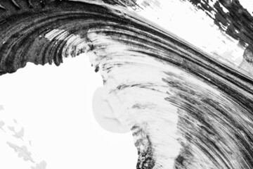 black white abstract acrylic painting color texture on white paper background by using rorschach...