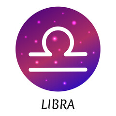 Zodiac sign Libra isolated. Vector icon. Zodiac symbol with starry gradient design. Astrological element