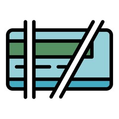 Bankrupt bank card icon. Outline bankrupt bank card vector icon color flat isolated